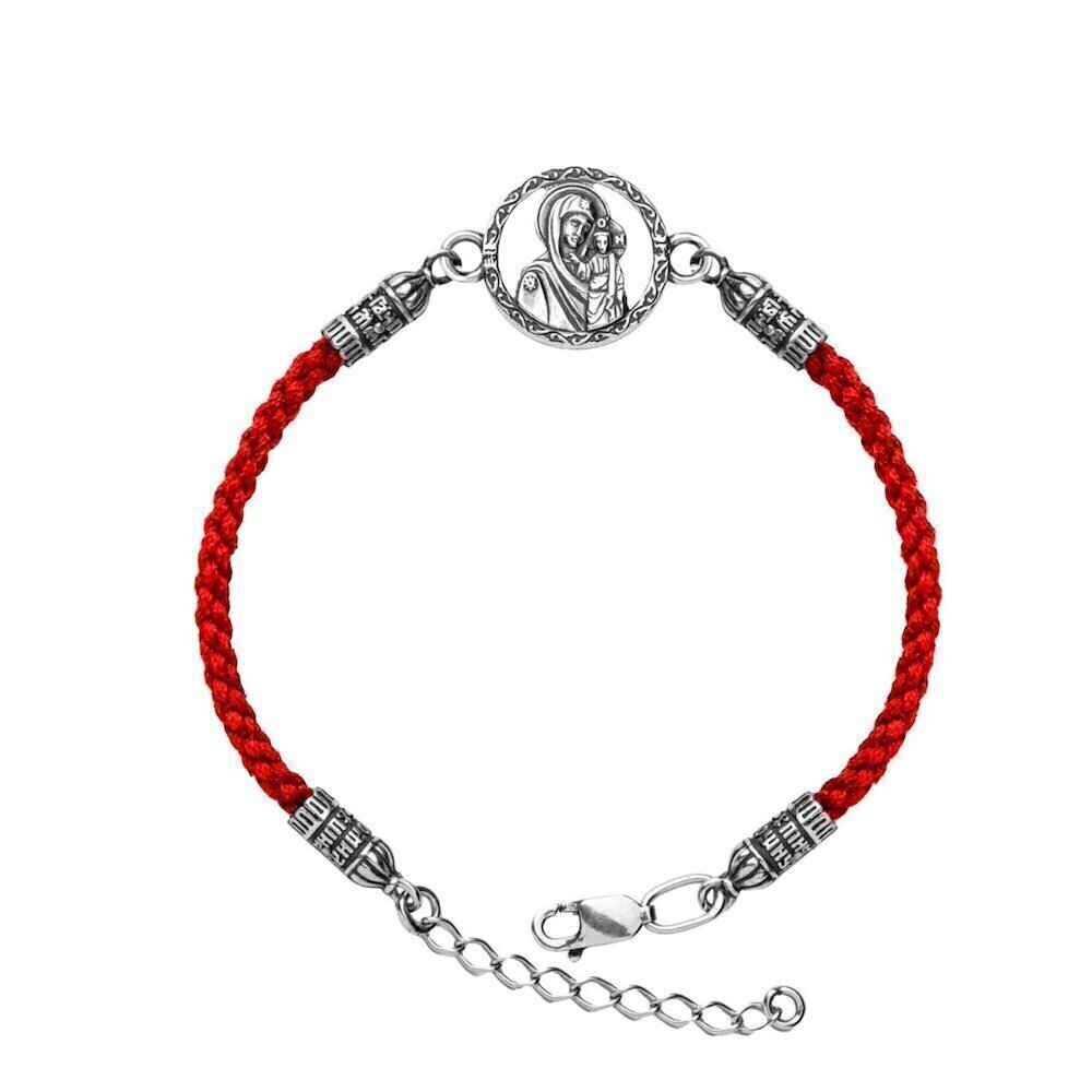 Купить Браслет из шнурка и серебра "Божия Матерь Казанская" (12430)