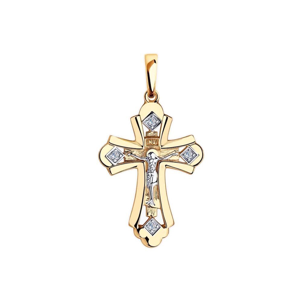 Купить Крест из красного золота "Спаси и Сохрани" с фианитами (41567)
