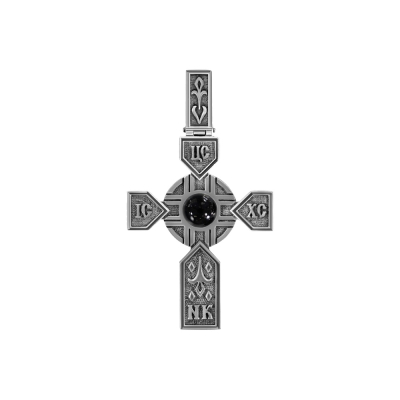 картинка Крест из серебра с ониксом (42580) 