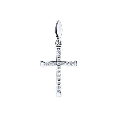 картинка Крест из белого золота с фианитами (41556) 
