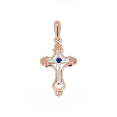 картинка Крест из серебра "Спаси и Сохрани" с фианитом (42779) 