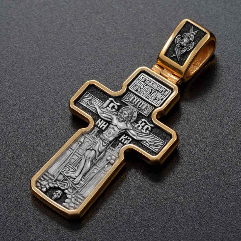 Купить Крест из серебра "Святые покровители" (42885)