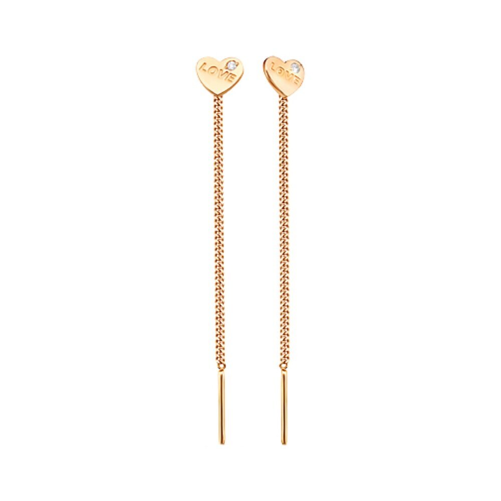 Купить Пусеты из красного золота "Сердце" с бриллиантами (71009)