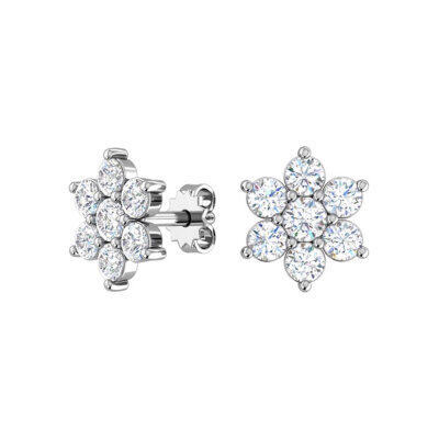 картинка Пусеты из серебра "Цветы" с фианитами (72202) 