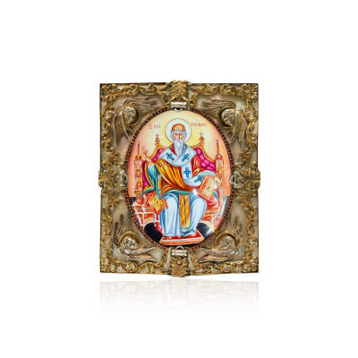 картинка Икона "Святой Спиридон Тримифунтский" эмаль финифть (20858) 