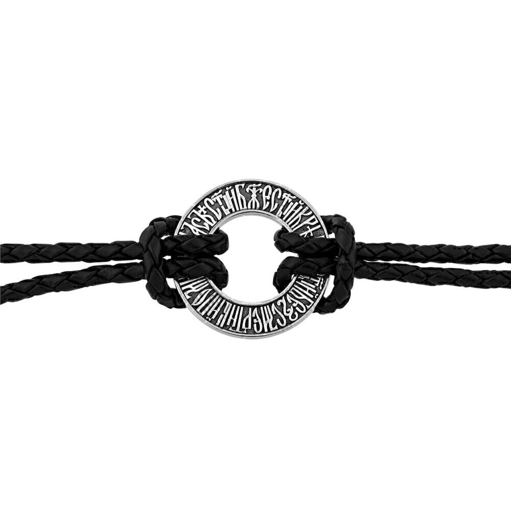 Купить Браслет из кожи и серебра "Ангельская Песнь" (12298)