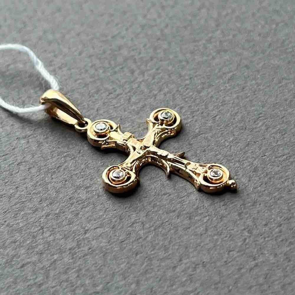 Купить Крест из красного золота "Спаси и Сохрани" с фианитами (41390)