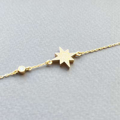 картинка Браслет из желтого золота "Вифлеемская звезда" с бриллиантами (11008) 