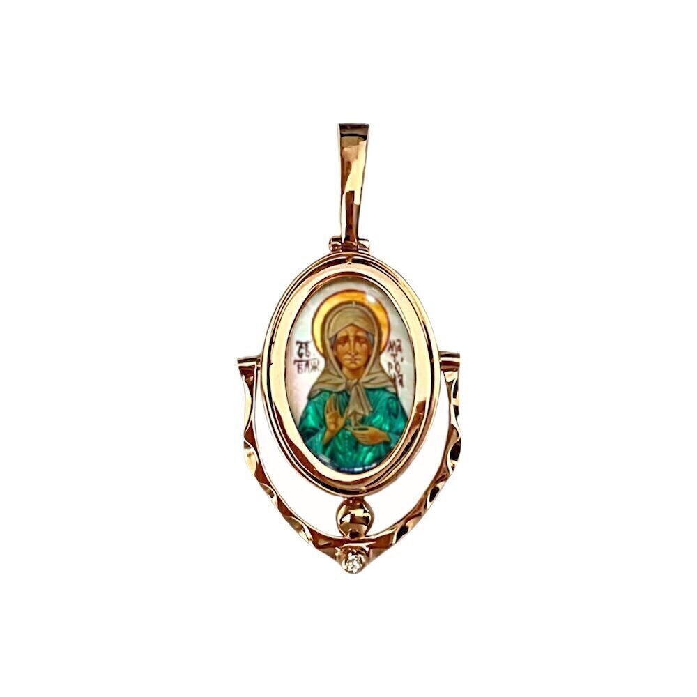 Купить Образ из красного золота "Святая Матрона Московская" с бриллиантом (51054)