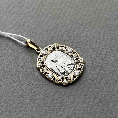 картинка Образ из красного золота "Ангел Хранитель" с цирконами (51037) 