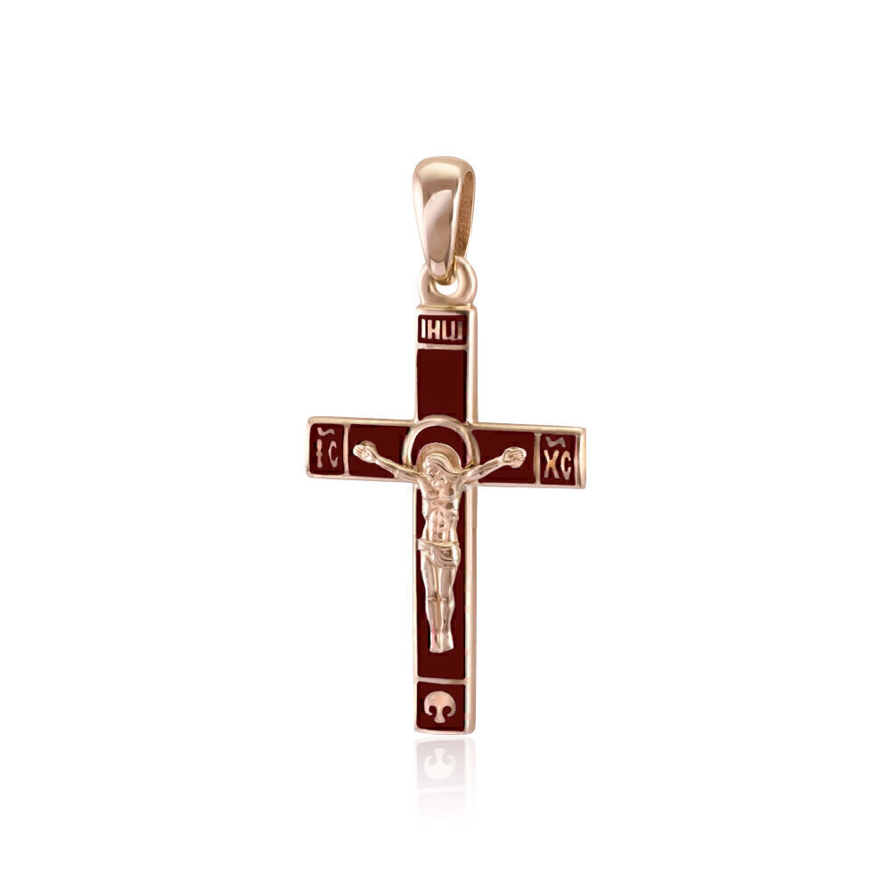 Купить Крест из красного золота с эмалью (2322)