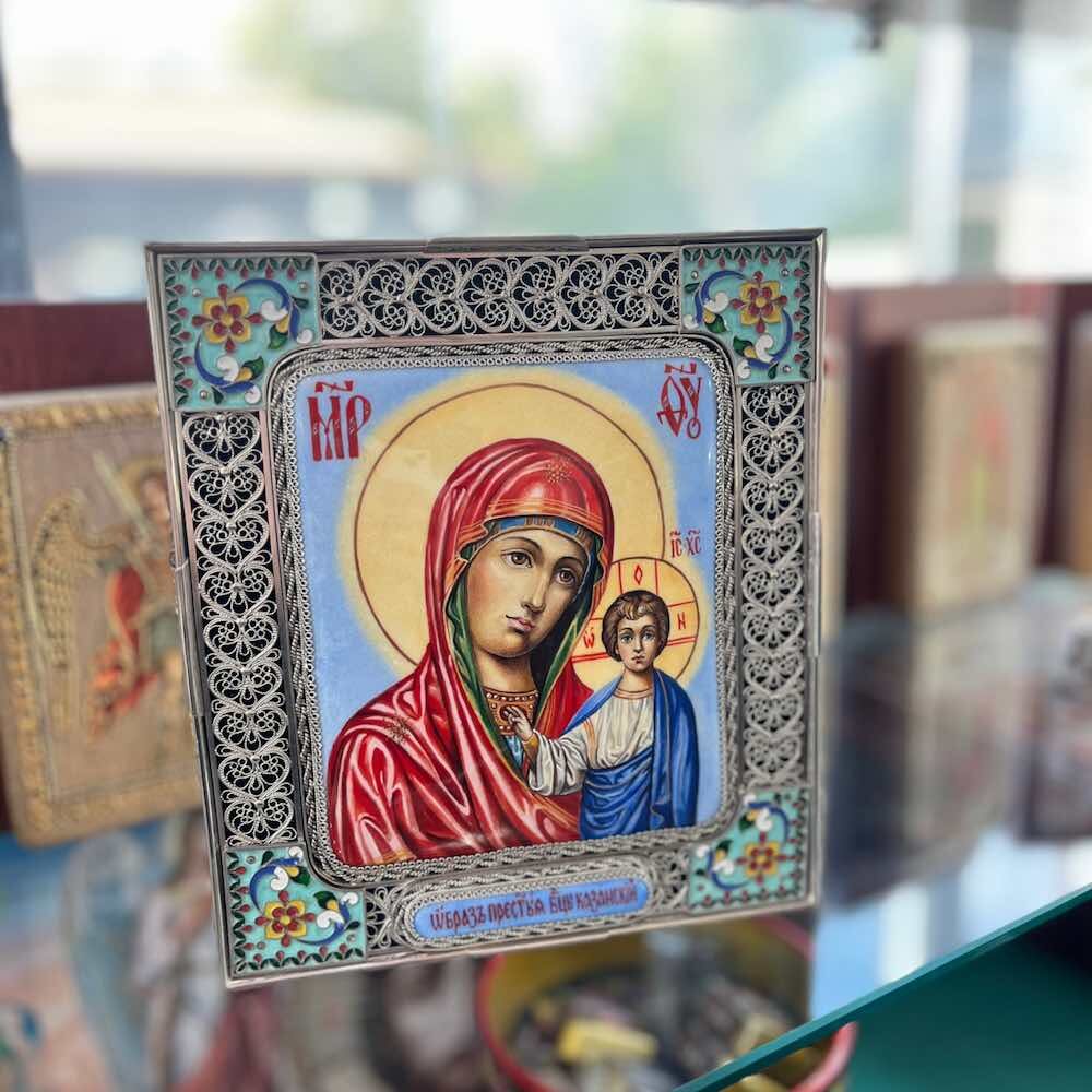 Купить Икона "Божия Матерь Казанская" эмаль финифть (21036)