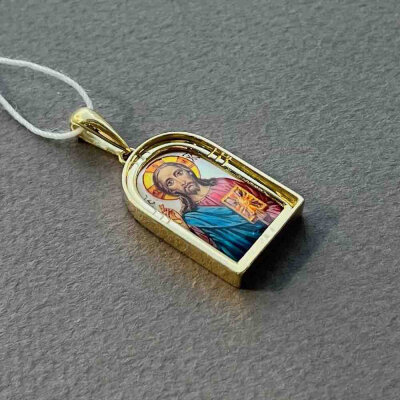 картинка Образ из красного золота "Спаситель" с перламутром (51114) 