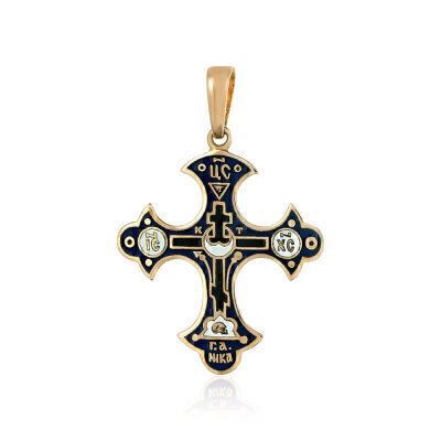 картинка Крест из красного золота с эмалью (21240) 