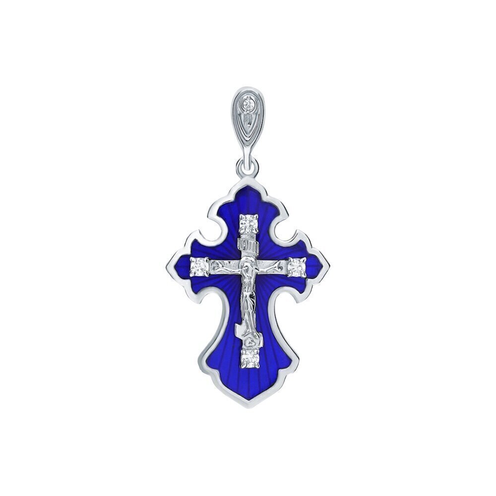 Купить Крест из серебра "Спаси и Сохрани" с фианитами (42574)