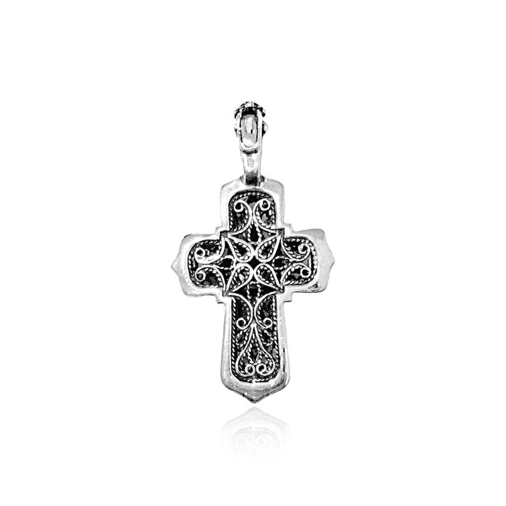 Купить Крест из серебра с изумрудом (97082)