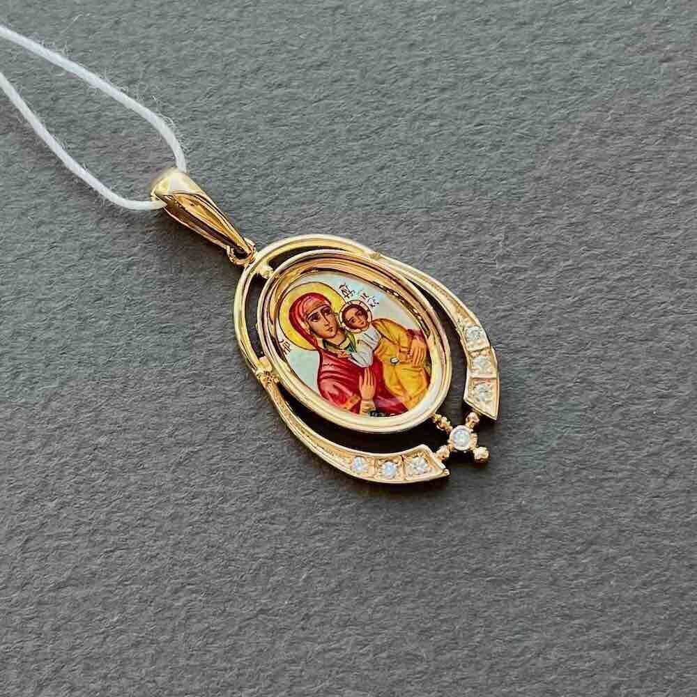 Купить Образ из красного золота "Божия Матерь Скоропослушница" с бриллиантами (51111)