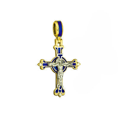 картинка Крест из серебра "Спаси и Сохрани" с фианитами (42796) 