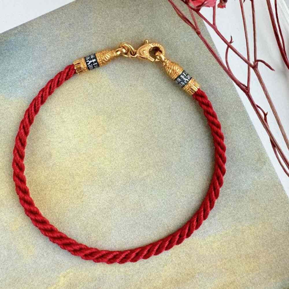 Купить Браслет из шнурка и серебра "Помилуй Мя Грешного" (12384)