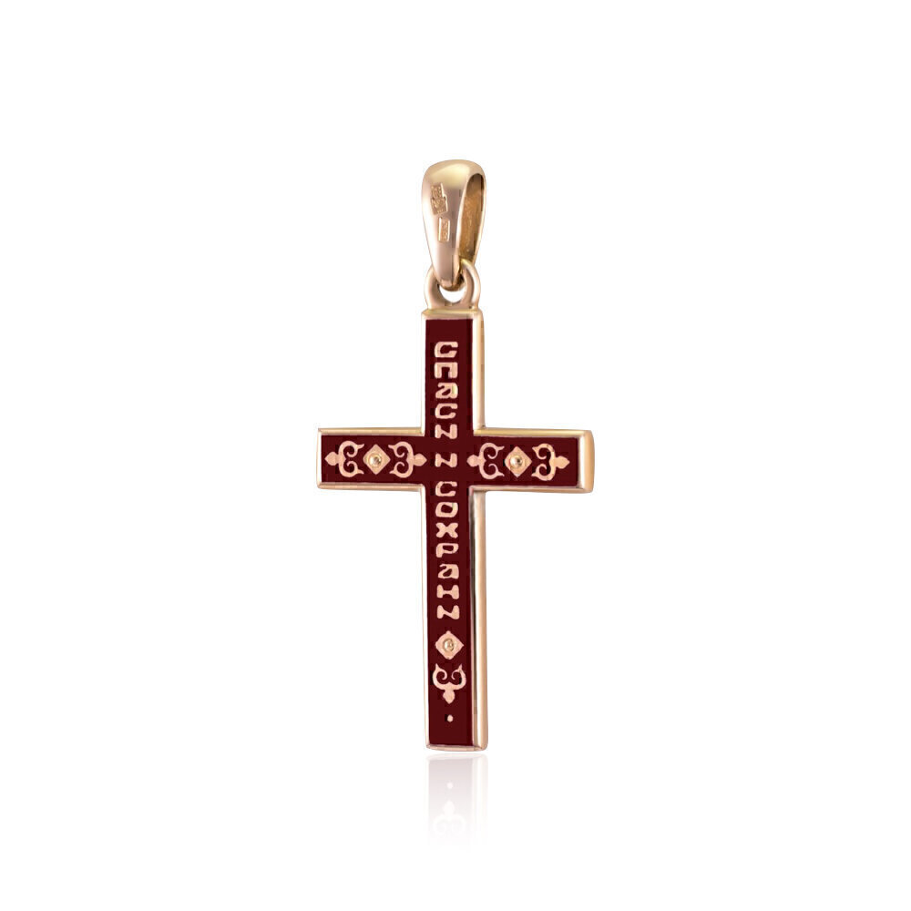 Купить Крест из красного золота с эмалью (2322)