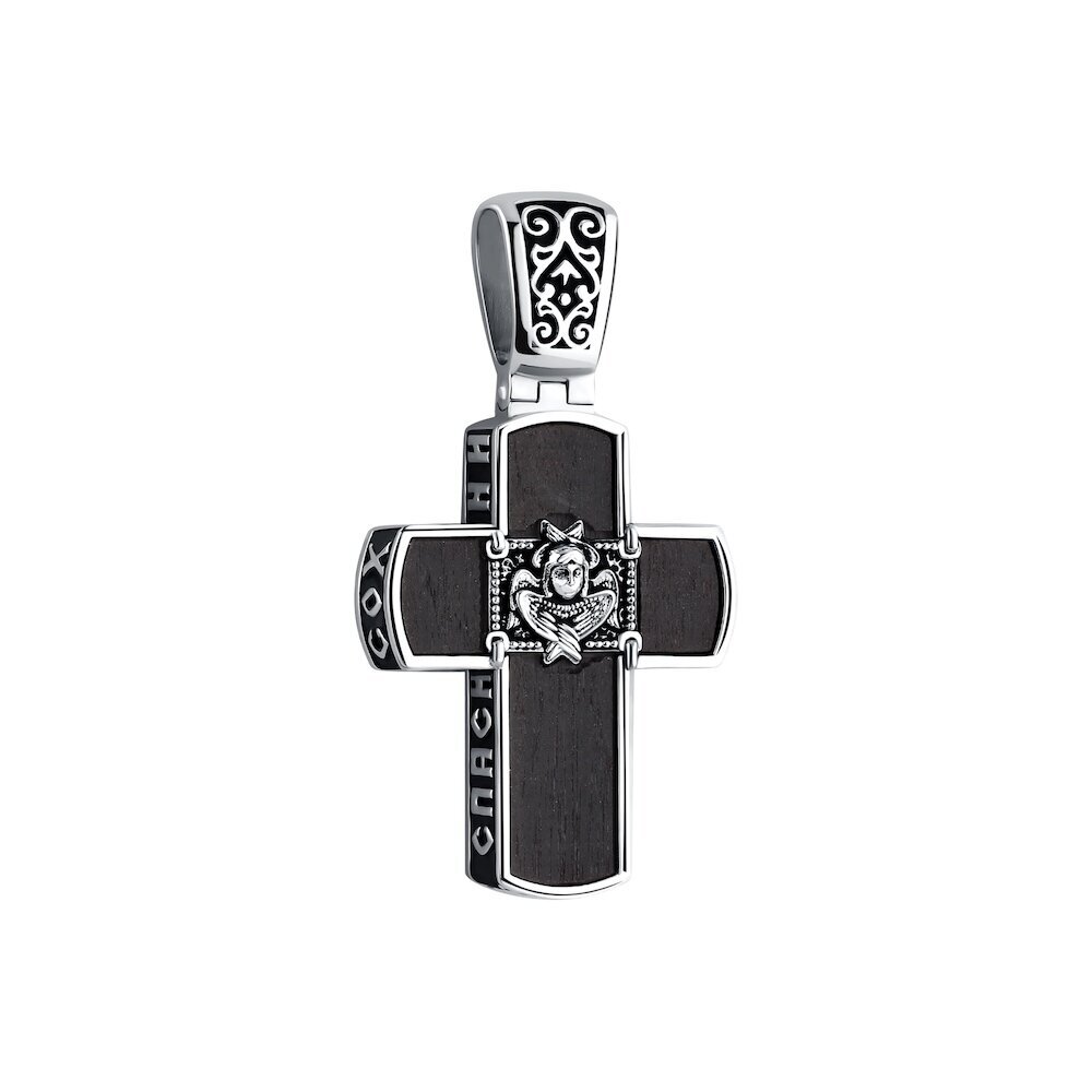 Купить Крест из дерева граб и серебра "Спаси и Сохрани" (42670)