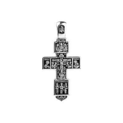 картинка Крест из серебра "Святые покровители" (42728) 