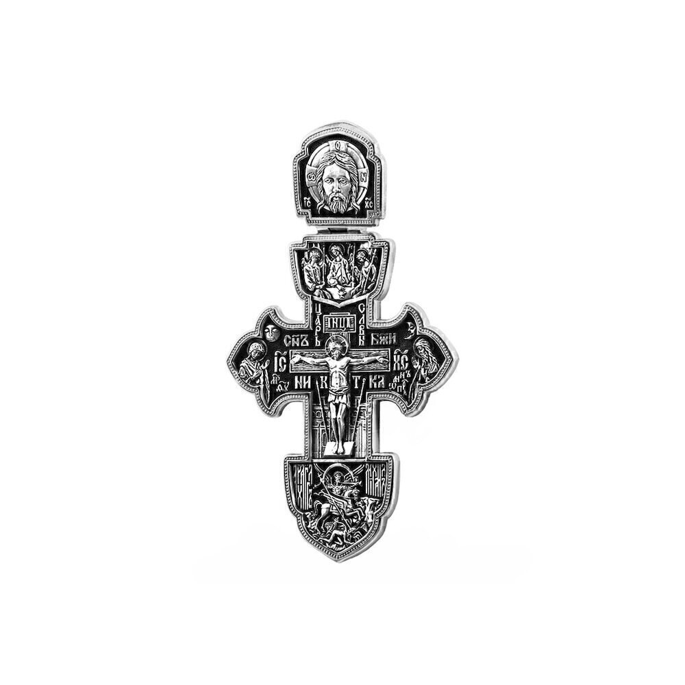 Купить Крест из серебра "Святые покровители" (42905)