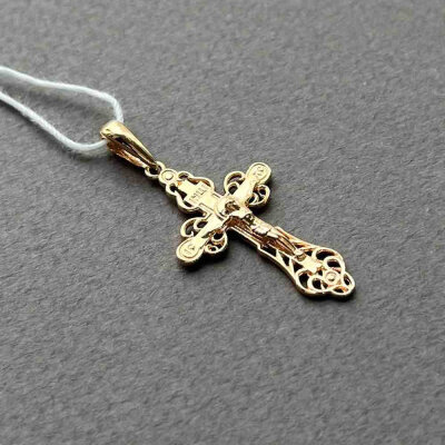 картинка Крест из красного золота "Спаси и Сохрани" (41336) 