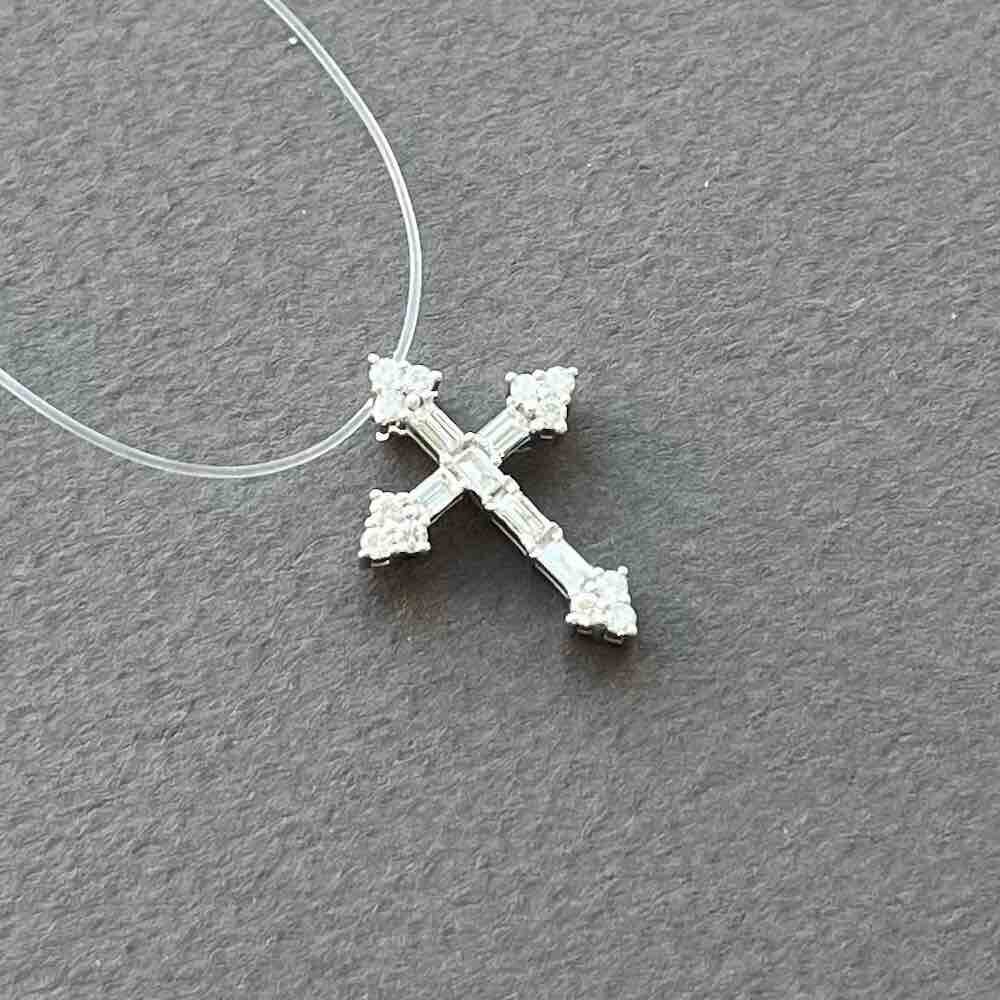 Купить Крест из белого золота "Спаси и Сохрани" с бриллиантами (41579)