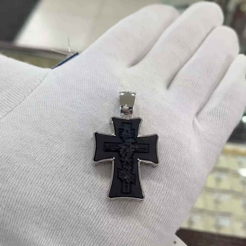 Купить Крест из дерева граб и серебра (42664)