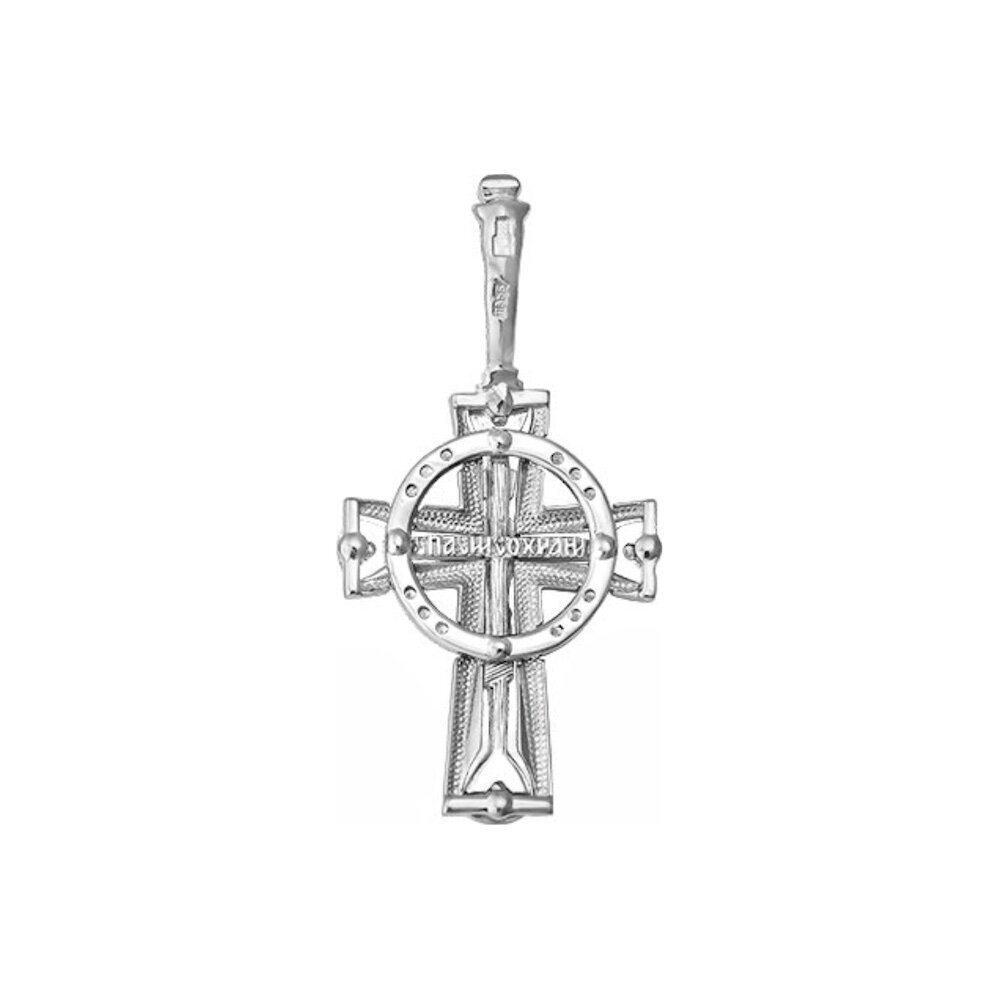 Купить Крест из белого золота "Спаси и Сохрани" с бриллиантами (41538)