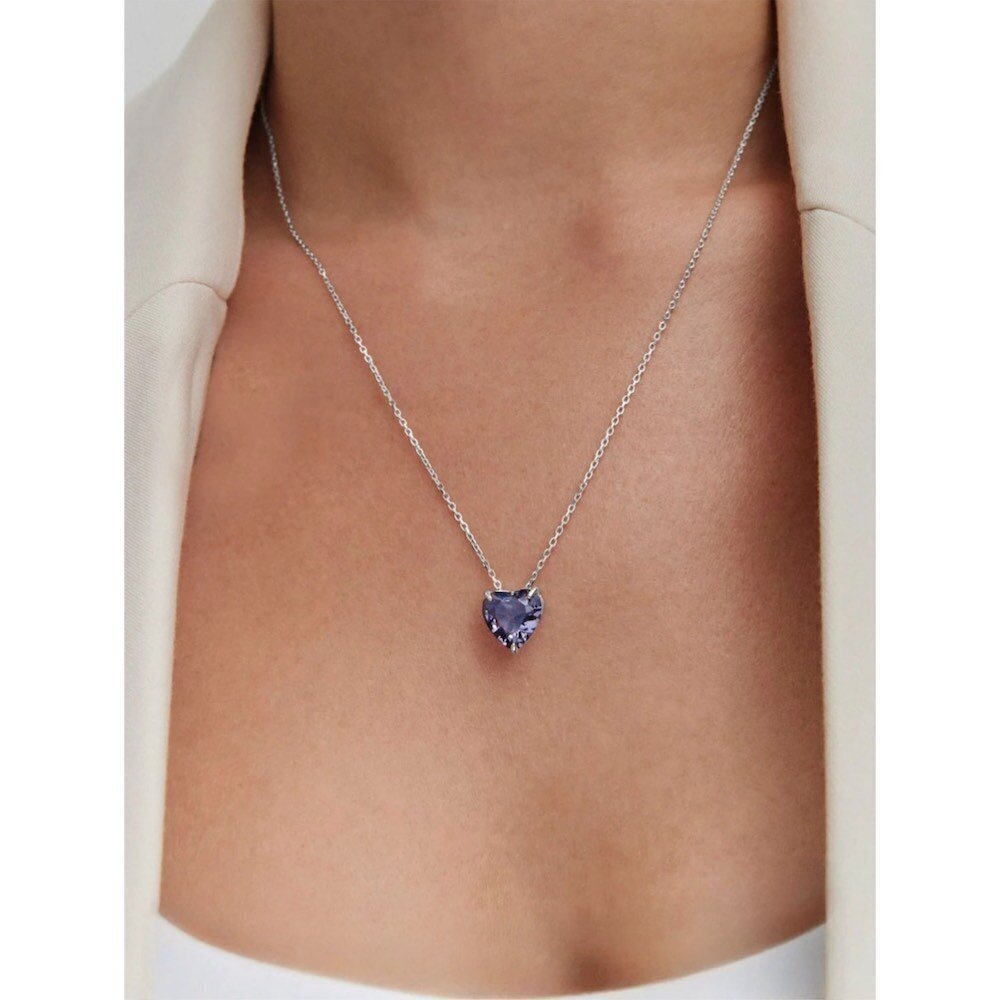 Купить Колье из серебра "Сердце" с кварцем (92475)