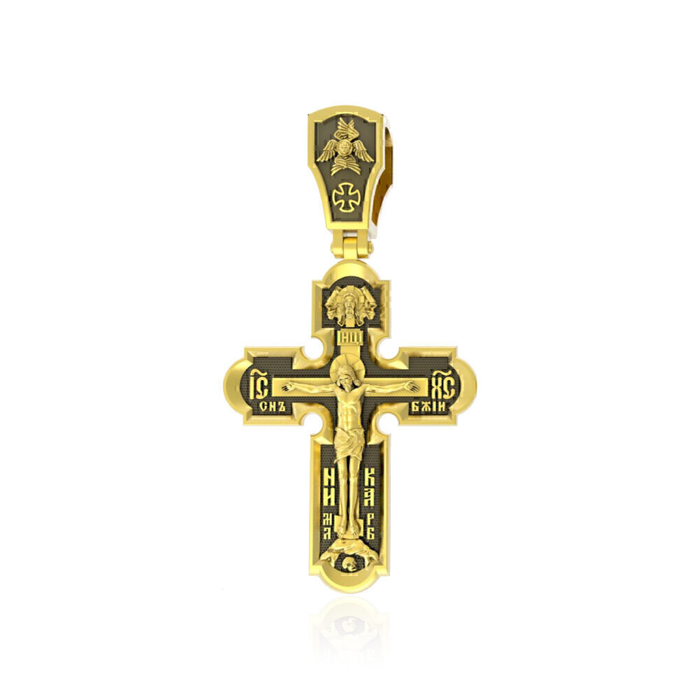 Купить Крест из желтого золота "Святой Николай Чудотворец" (2151)
