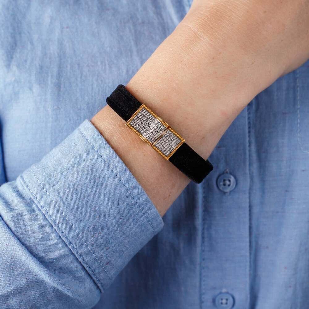 Купить Браслет из кожи и серебра "Материнская молитва" (12389)