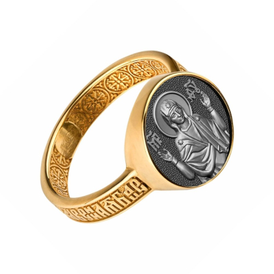 картинка Кольцо из серебра "Божия Матерь Нерушимая стена" (32331) 