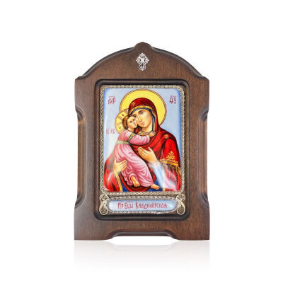 картинка Икона "Божия Матерь Владимирская" эмаль финифть (20209) 