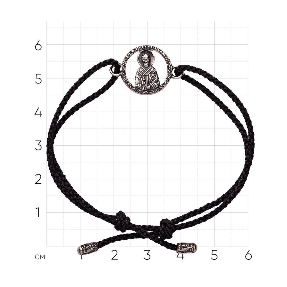 Купить Браслет из шнурка и серебра "Святой Николай Чудотворец" (12344)