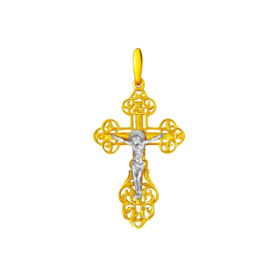 картинка Крест из желтого золота "Спаси и Сохрани" (41008) 