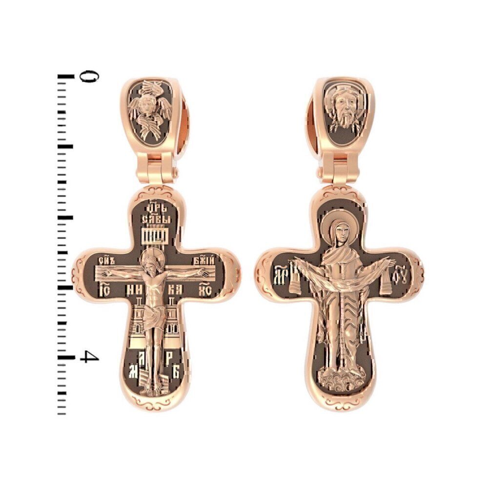 Купить Крест из красного золота "Божия Матерь Покрова" (2218)