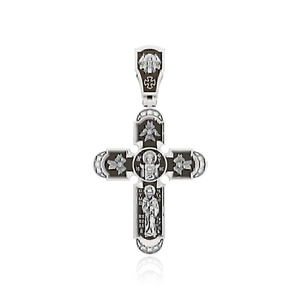 Купить Крест из белого золота "Святой Николай Чудотворец" (22420)