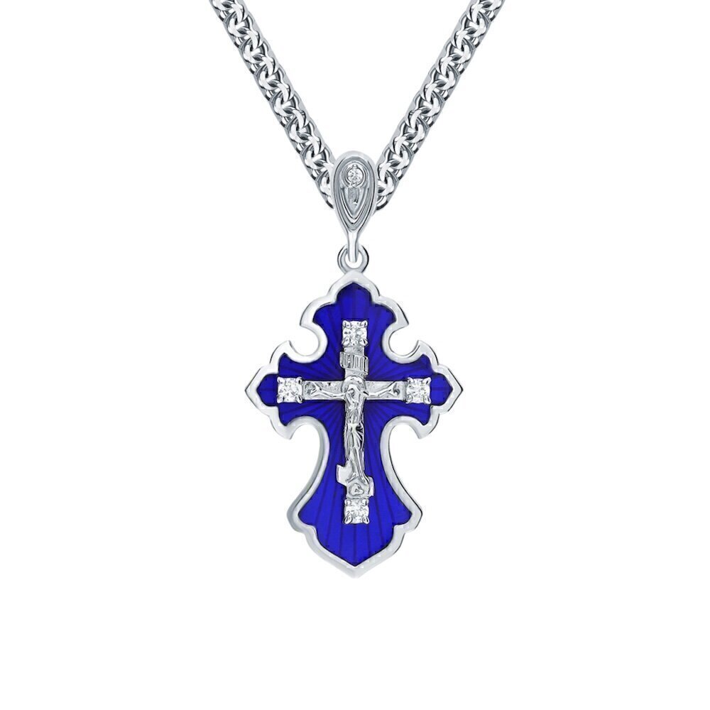 Купить Крест из серебра "Спаси и Сохрани" с фианитами (42574)