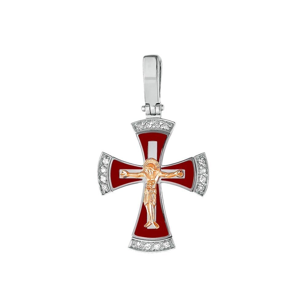 Купить Крест из серебра "Спаси и Сохрани" с бриллиантами (42538)