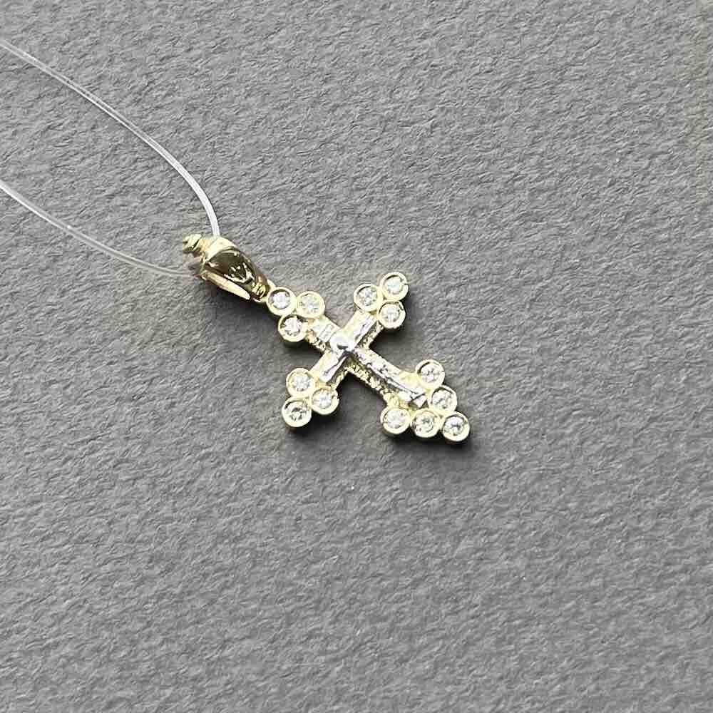 Купить Крест из желтого золота "Спаси и Сохрани" с бриллиантами (41584)