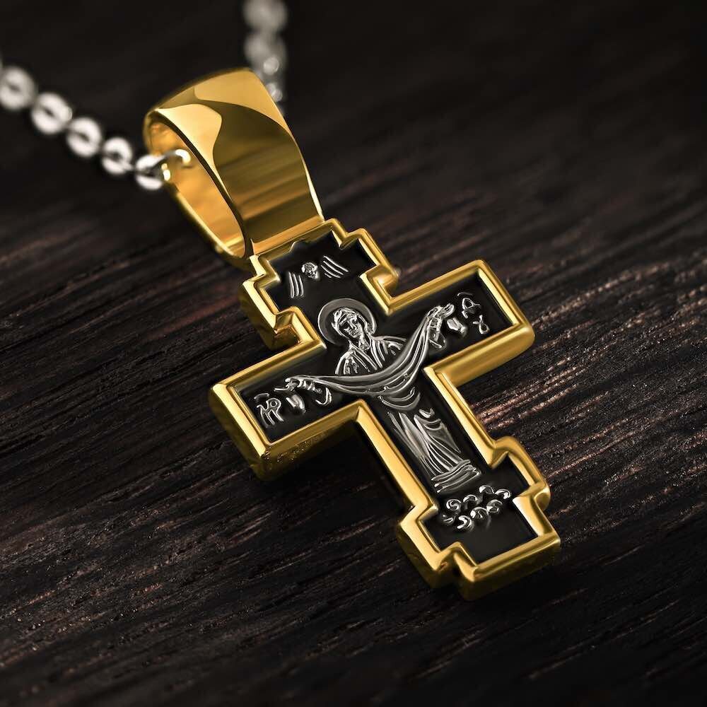 Купить Крест из серебра "Божия Матерь Покрова" (42759)