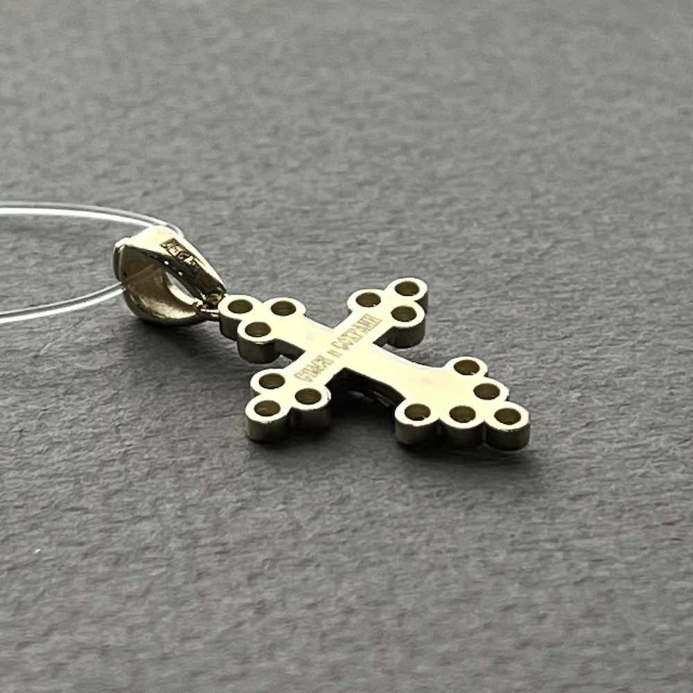 Купить Крест из желтого золота "Спаси и Сохрани" с бриллиантами (41584)