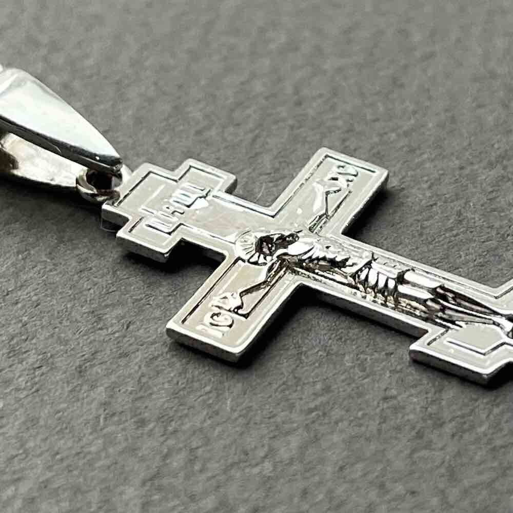 Купить Крест из белого золота "Спаси и Сохрани" (41442)