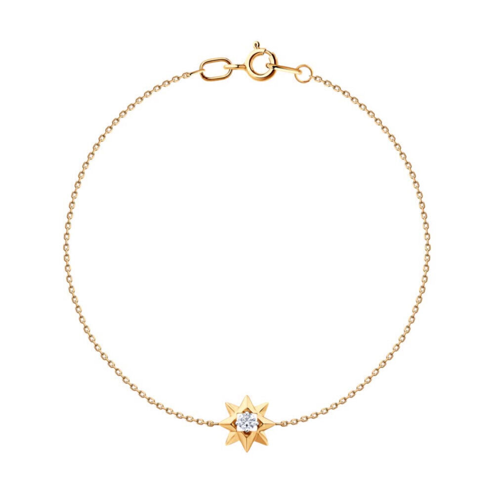 Купить Браслет из красного золота "Вифлеемская звезда" с фианитом (11012)