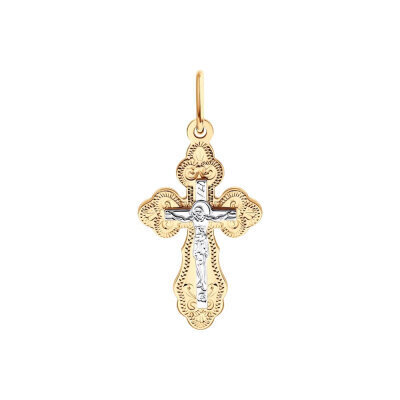 картинка Крест из красного золота "Спаси и Сохрани" (41570) 