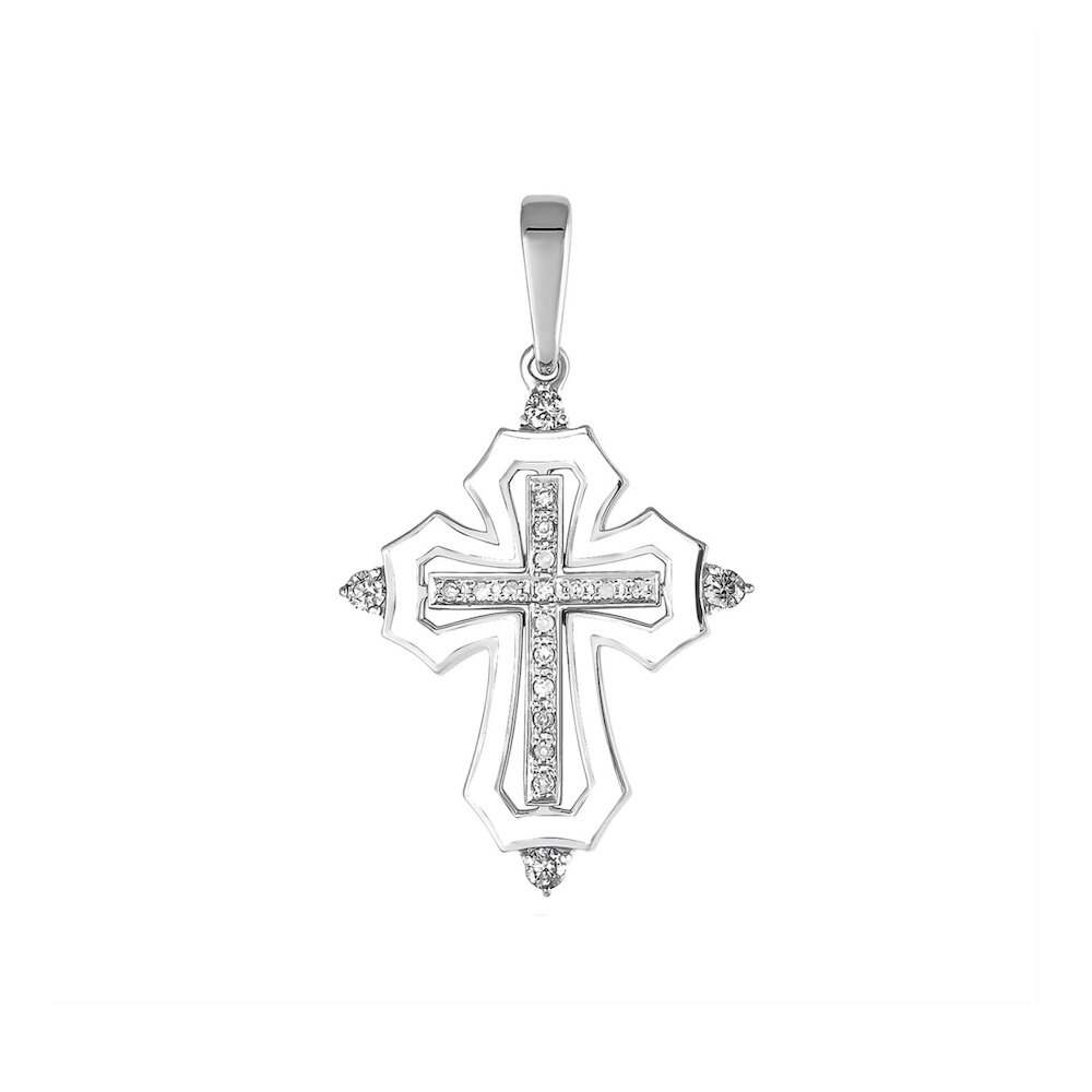 Купить Крест из серебра "Спаси и Сохрани" с эмалью и фианитами (42545)