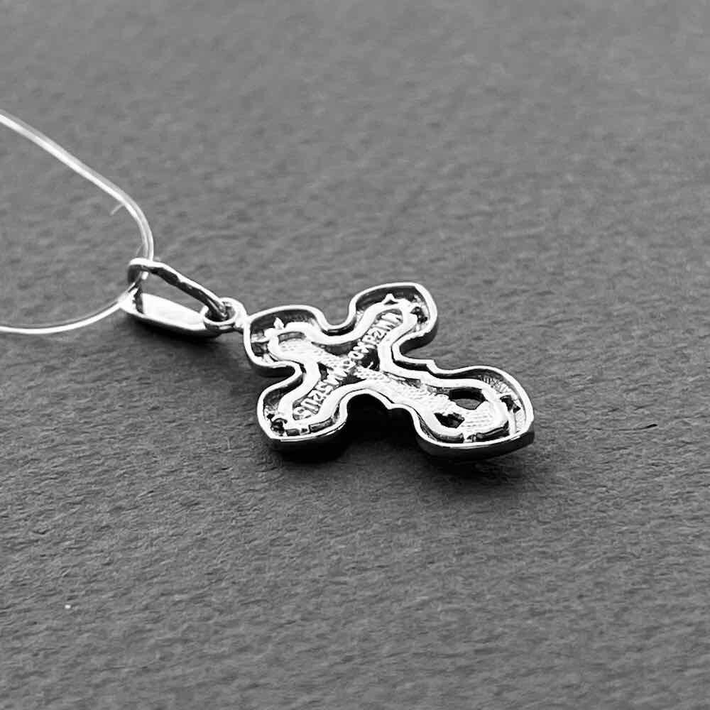 Купить Крест из белого золота "Спаси и Сохрани" с бриллиантами (41537)